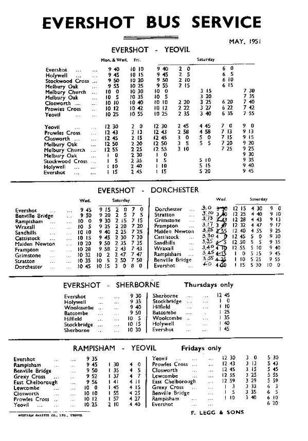 Legg timetable