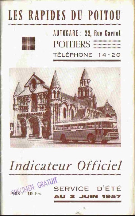 1957 timetable cover Rapides du Poitou
