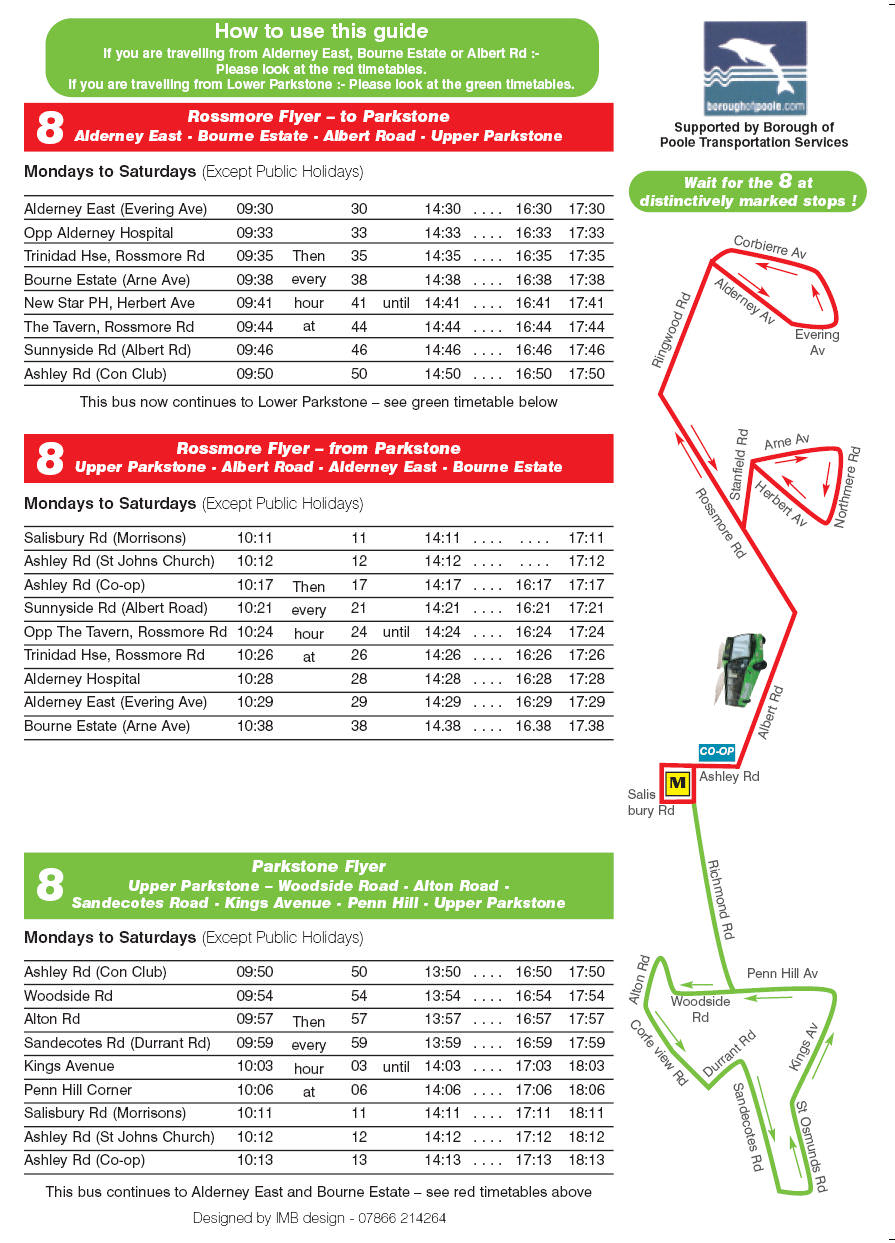 Rossmore Flyer route 8 timetable